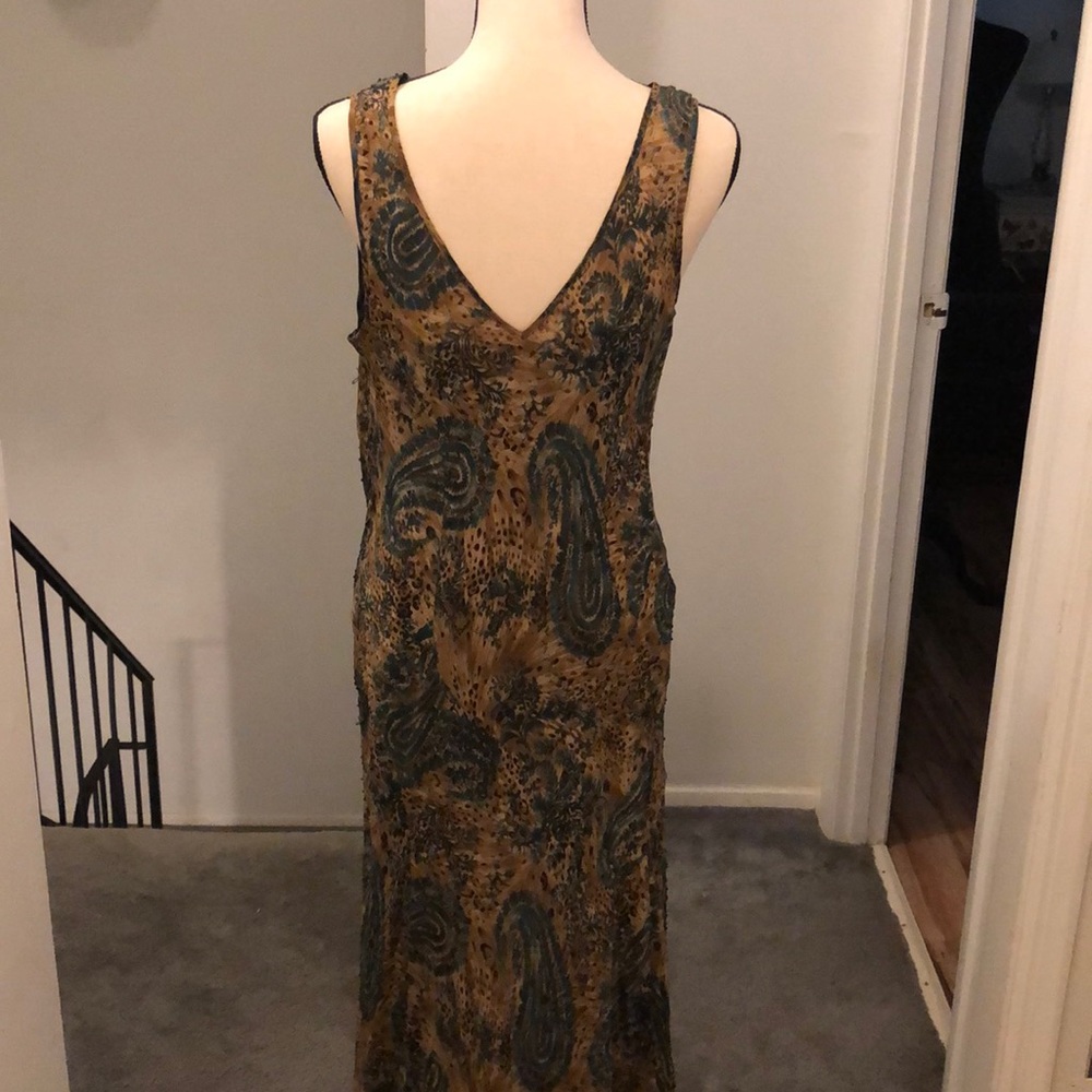 Valerie Stevens Brown and Teal Paisley Maxi Dress - Picture 5 of 7